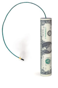 Dollar shaped like a firecracker